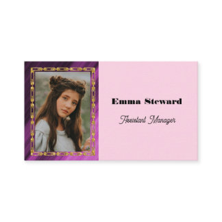 Pink Pleat & Gold Chain with Personalized Photo Business Card