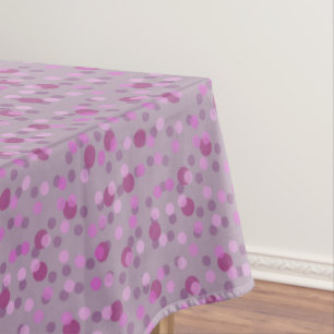 pink, plum and faded purple polka dots tablecloth