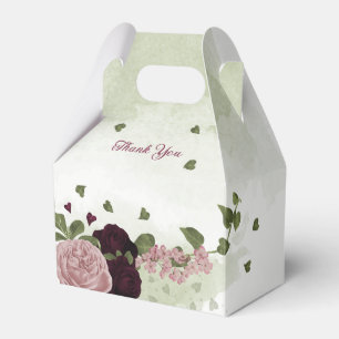 pink plum burgundy flowers greenery wedding favor boxes
