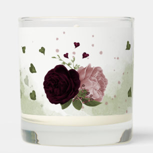 pink plum burgundy flowers greenery wedding scented candle