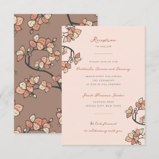 Pink Plum/Peach Blossoms Elegant Engagement Party Enclosure Card