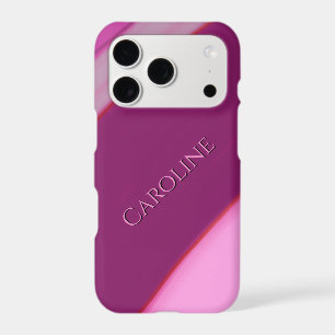 Pink Plum Stripes Personalized Name iPhone 17 Pro Case
