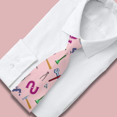 Pink Plumbing Profession Plumber  Dad Tie