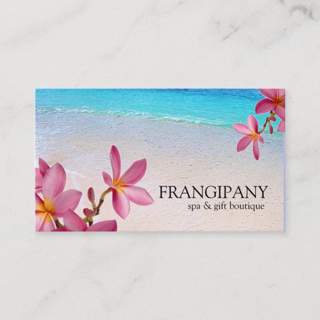 Pink Plumeria Beach Spa Resort Boutique B&B Business Card (Front)