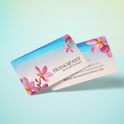 Pink Plumeria Beach Spa Resort Boutique BB Business Card