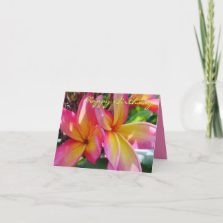 Pink Plumeria Blooms Birthday Card