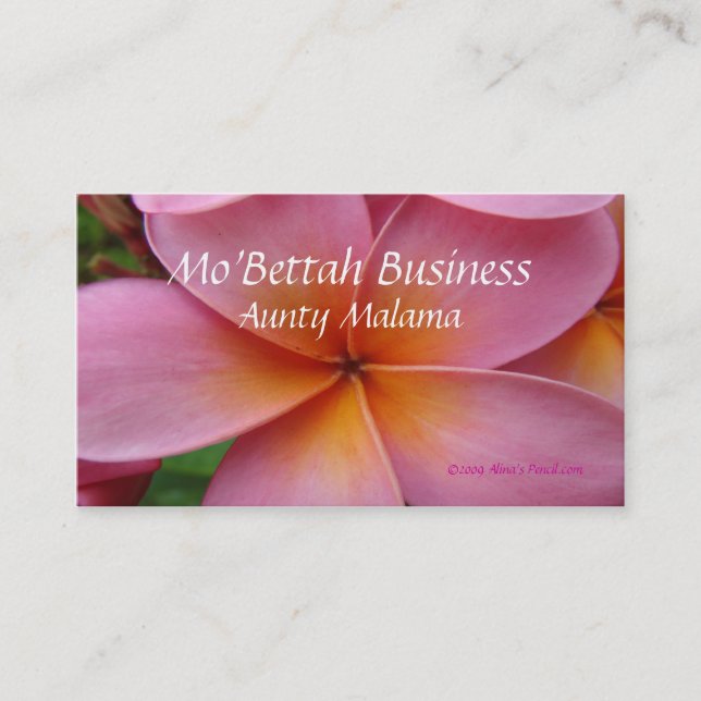 Pink Plumeria business cards (Front)