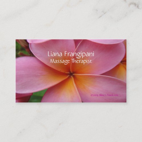 Pink Plumeria Floral Business Cards Template Two