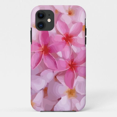 Pink Plumeria Flower Pattern iPhone 11 Case