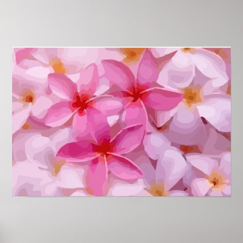 Pink Plumeria Flower Pattern Poster