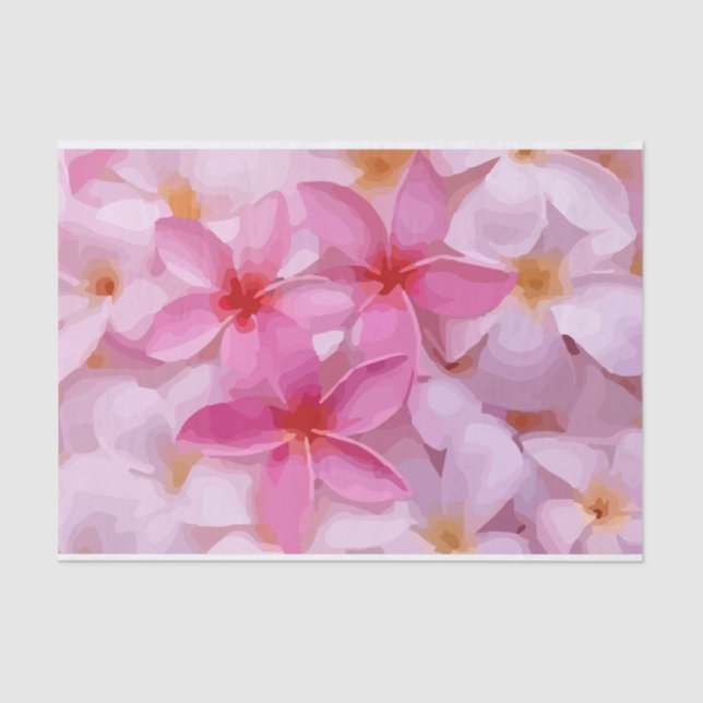 Pink Plumeria Flower Pattern Tissue Paper (Front)
