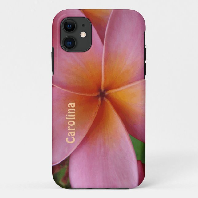 Pink Plumeria Flower Personalized iphone 5 Cover (Back)