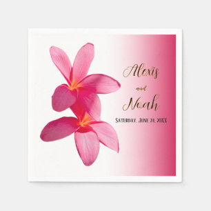 Pink Plumeria Flowers on Pink, Floral, Wedding Napkins