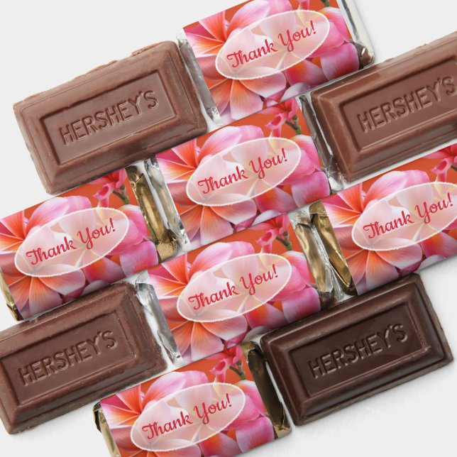 Pink Plumeria Flowers Thank You Hershey's Miniatures (Assorted)