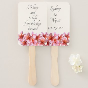 Pink Plumeria Flowers To Have N To Hold Hand Fan by sandpiperWedding at Zazzle