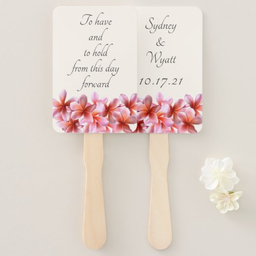 Pink Plumeria Flowers To Have n To Hold Hand Fan