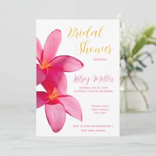 Pink Plumeria Flowers Tropical Floral Bridal In Invitation