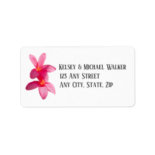 Pink Plumeria Flowers, Tropical, Floral, Label