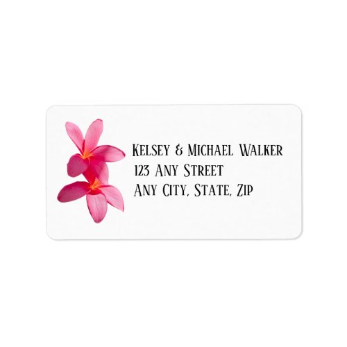 Pink Plumeria Flowers Tropical Floral Label