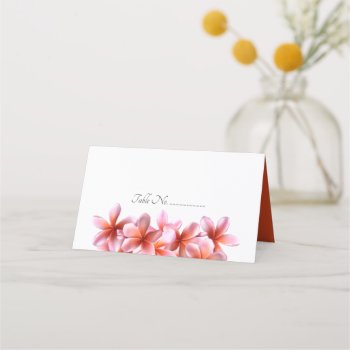 Pink Plumeria Flowers Wedding Escort Place Cards by millhill at Zazzle