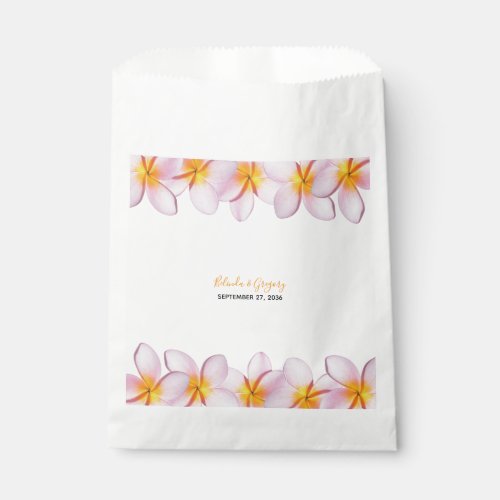 Pink Plumeria Frangipani Wedding Favor Bag