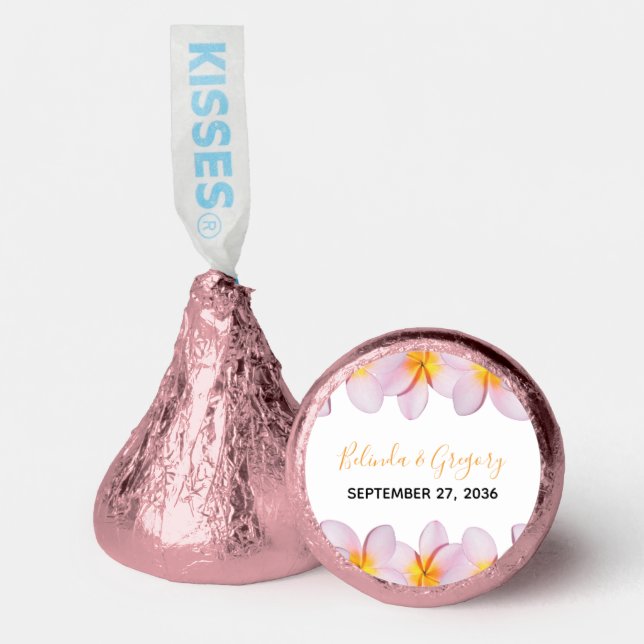Pink Plumeria Frangipani Wedding   Hershey®'s Kisses® (Front)