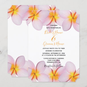 Pink Plumeria Frangipani Wedding Invitations