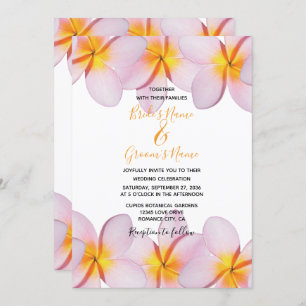 Pink Plumeria Frangipani Wedding Invitations