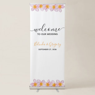 Pink Plumeria Frangipani Wedding Welcome Sign