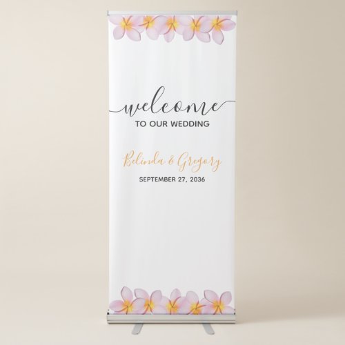 Pink Plumeria Frangipani Wedding Welcome Sign