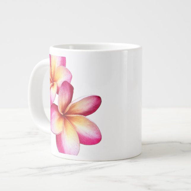 Pink Plumeria  Giant Coffee Mug (Front Left)