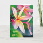 Pink Plumeria Happy Birthday Card