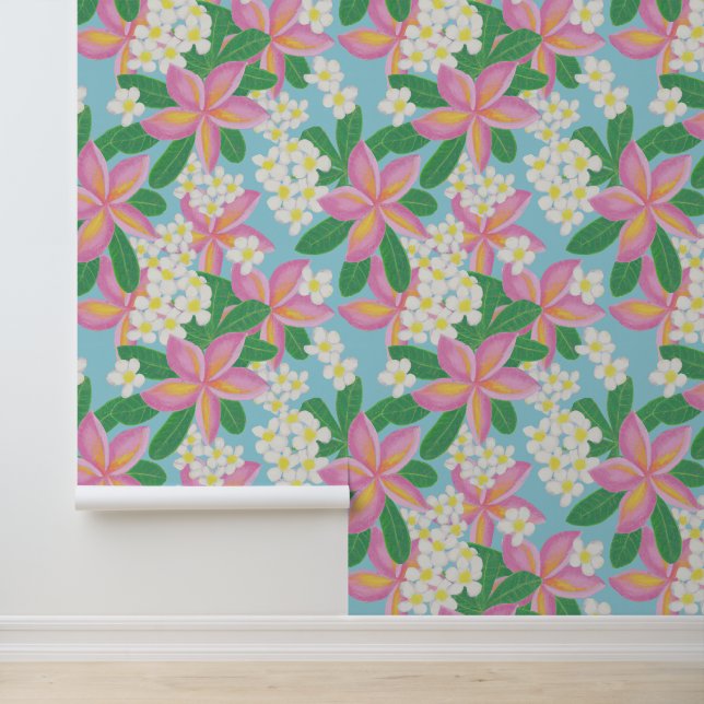 Pink plumeria pattern wallpaper  (Application)