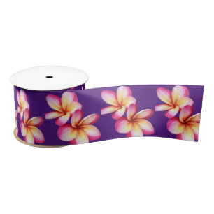 Pink Plumeria Satin Ribbon