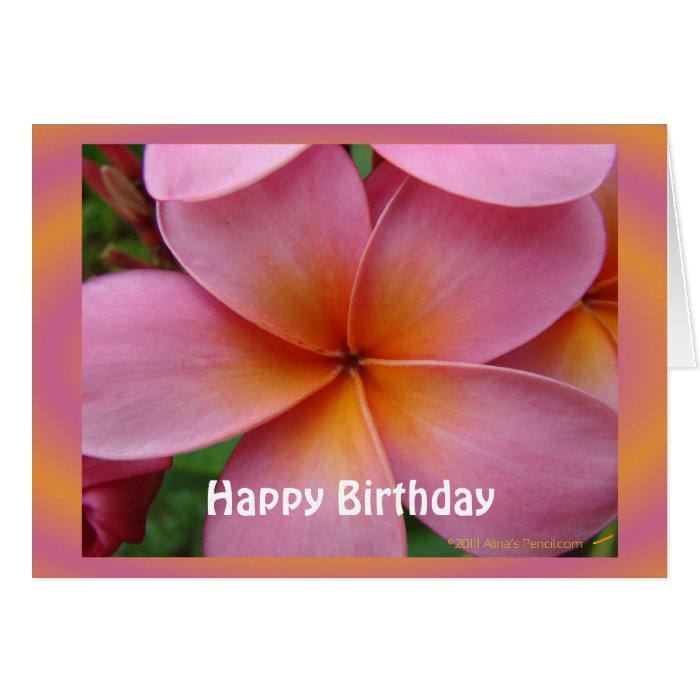Pink Plumeria Tropical Flower Birthday Card