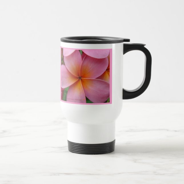 Pink Plumeria Tropical Flower StnlSteel Travel Mug (Right)