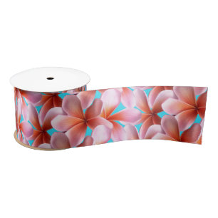 Pink Plumeria Tropical Flowers Craft Ribbon