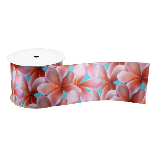 Pink Plumeria Tropical Flowers Craft Ribbon (Spool)