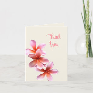 Pink Plumeria Wedding All Occasion Thank You Note Card