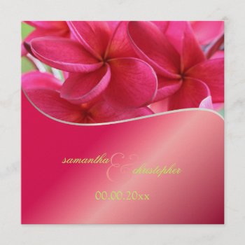 Pink Plumeria Wedding Invitations by custom_stationery at Zazzle