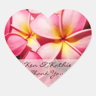 Pink Plumeria Wedding Thank You Sticker