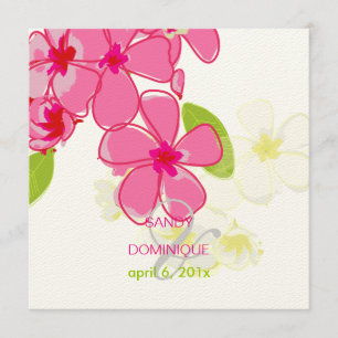 Pink plumerias wedding invitations