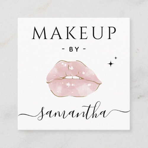Pink Plump Lips Makeup Artist Qr Code Social Media Square Business Card