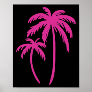 Pink Pocket Palm Tree Cute Hawaiian Summer Vacatio Poster