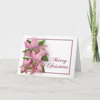 Pink Poinsetta Holiday Card