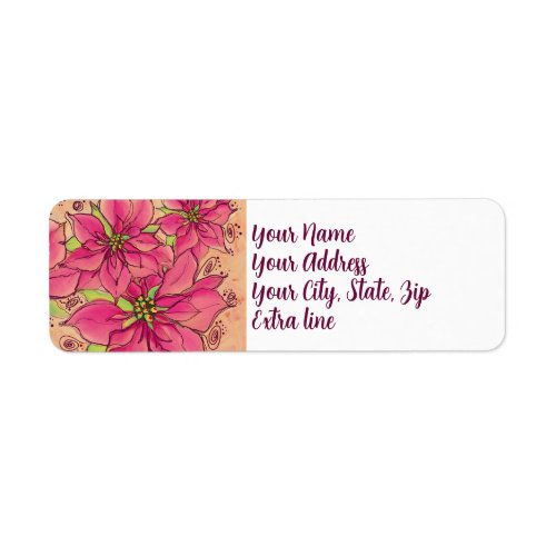 Pink Poinsettia Address Labels