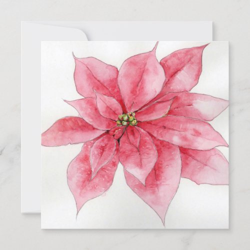 Pink Poinsettia Christmas Card