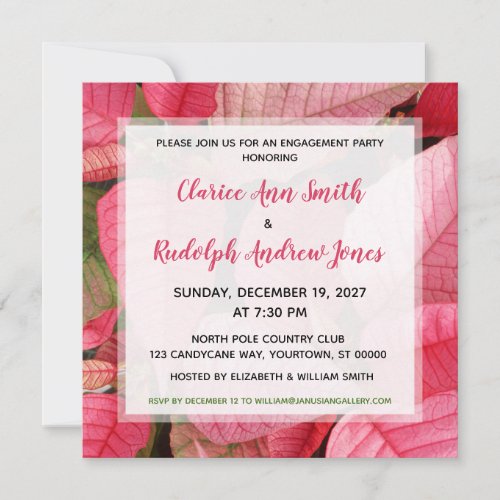 Pink Poinsettia Engagement Party Invitation