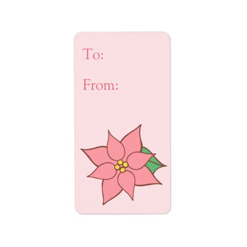Pink Poinsettia Gift Tag Label