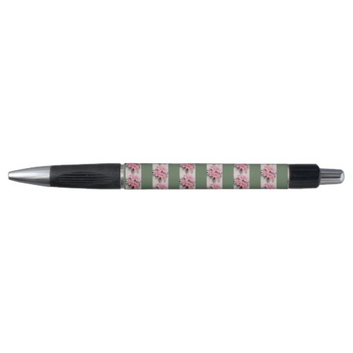 Pink Poinsettia Original Watercolor Stripe Pen